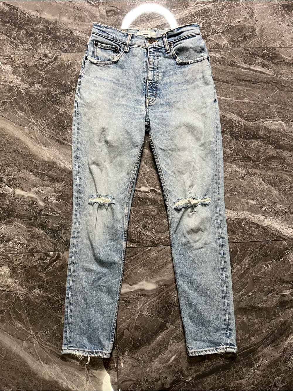 Moussy Vintage MVS Skinny Jeans Size 25 Distressed Light Wash Made In Japan